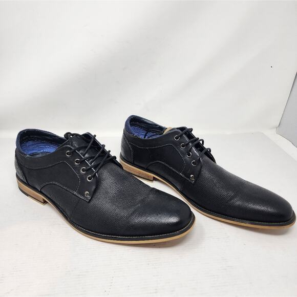 Steve Madden Lupo Men's Black Dress Shoes Leather Lace Up Shoes Men' Size 11.5 - Picture 2 of 12